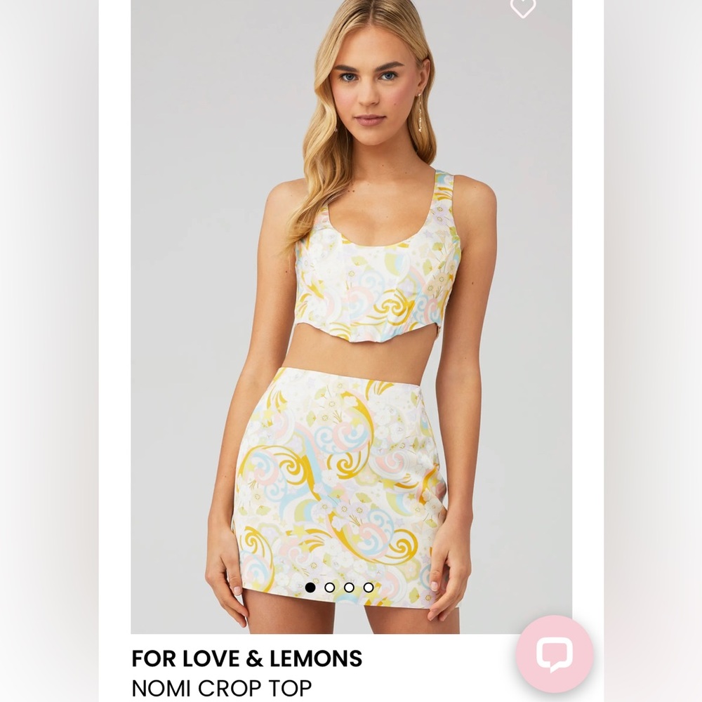 For Love and Lemons Nomi Crop Corset Top and Aiko High Waist Skirt set